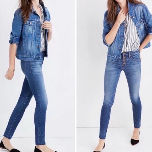 Madewell 9" Mid-Rise Skinny Crop Jeans Womens size 25 Button Fly - Picture 1 of 7